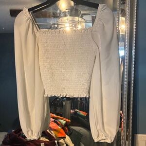 Show Me Your MuMu White Smocked Blouse